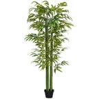 Kunstbambus, realistisches Aussehen, mit Blumentopf, für Indoor, 180 cm, Grün/Schwarz