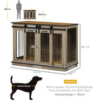 Dog Crate Furniture for Large Dogs, Double Dog Cage for Small Dogs w/ Sliding Doors, Oak Tone