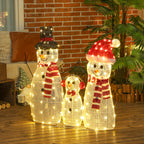 Schneemannfamilie, 148 LEDs, Weihnachtsbeleuchtung, wetterfest, glänzend, Weiß
