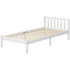Einzelbettgestell, Kopfteil & Lattenrost, 26cm Freiraum unter Bett, Kiefernholz, 208x96x70 cm, Wei?