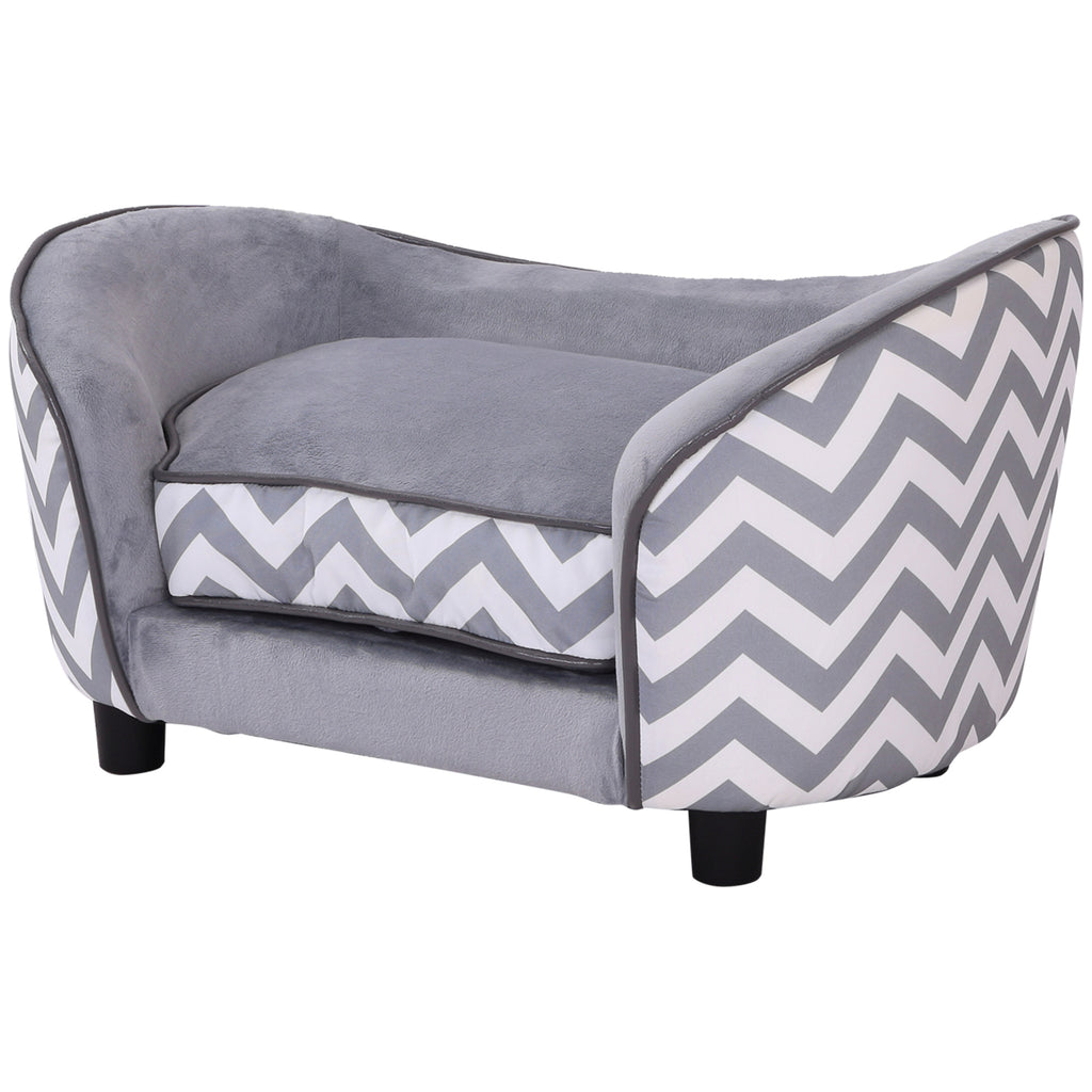  Haustiersofa Hundecouch Hundesofa Hundebett Hundematte Katze Kissen gepolstert Holz Schaumstoff Grau 68,5 x 40,5 x 40,5 cm
