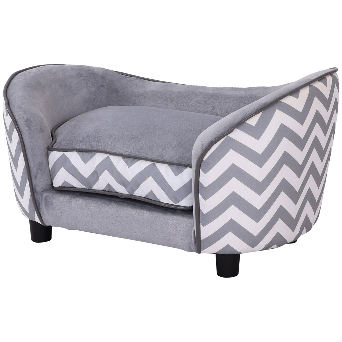  Haustiersofa Hundecouch Hundesofa Hundebett Hundematte Katze Kissen gepolstert Holz Schaumstoff Grau 68,5 x 40,5 x 40,5 cm