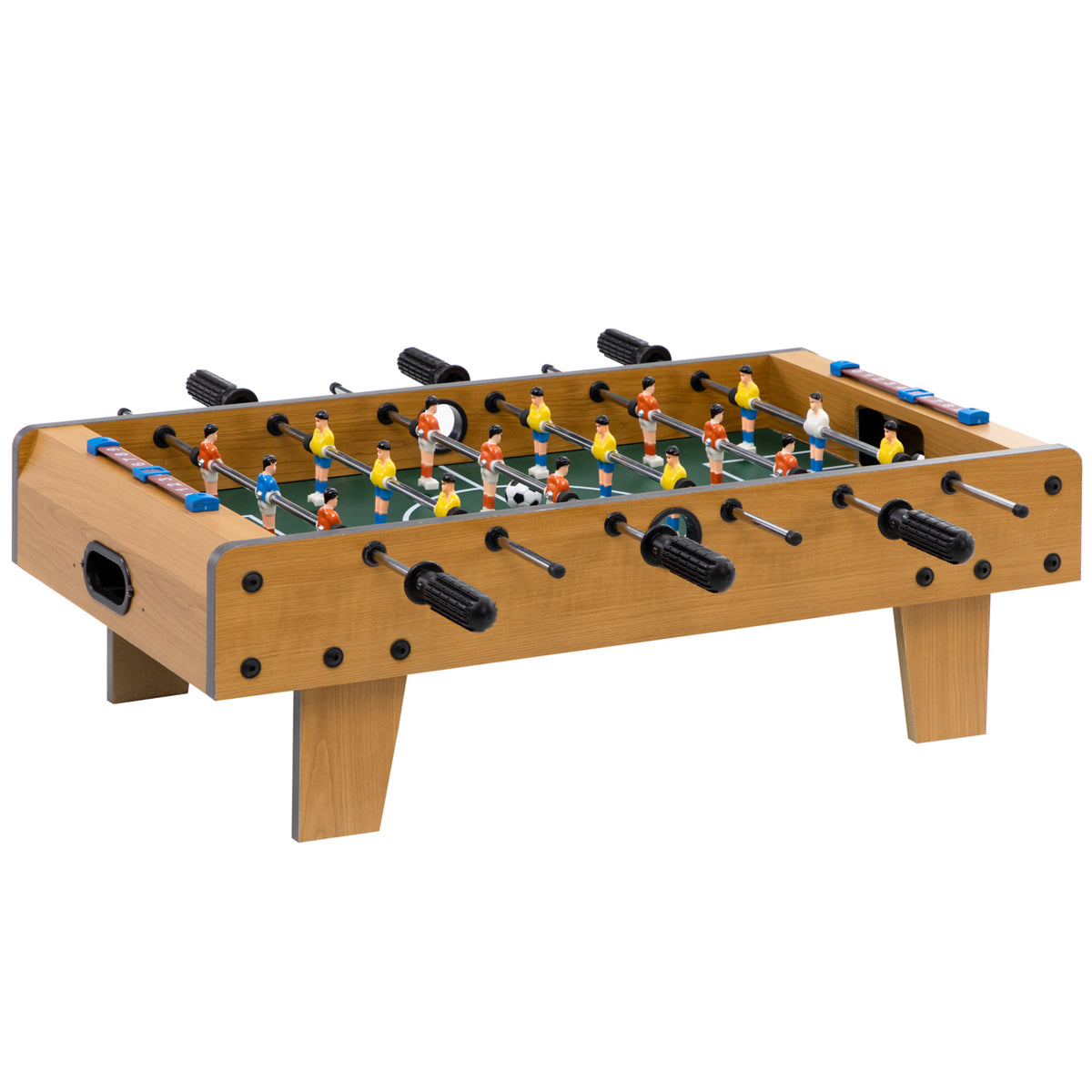 Tischfußball-Set, Kicker-Tisch, kompakte Holzstruktur, 2 Bälle, Scoreboards, Braun