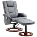 Massagesessel mit Hocker, Liegefunktion, Fernbedienung, drehbar, Lederoptik, bis 150 kg, Dunkelgrau