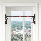 Klimmzugstange, verstellbar 80-110cm, Wasserwaage, 6-Punkt-Unterst¨¹tzung, Metall, Schwarz/Rot