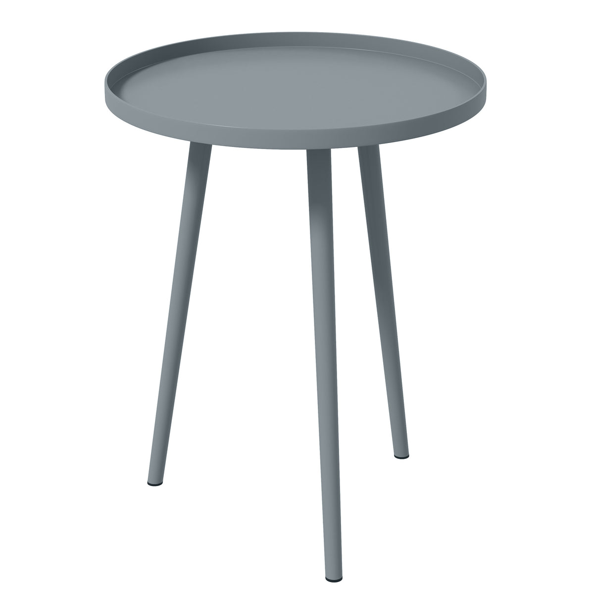 Round Garden Coffee Table, Outdoor Side Table with Rounded Steel Edge, Ø40 x 50H cm, Grey