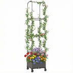 Hochbeet mit Rankgitter mobiler Blumenkasten mit Rolle Abflussloch, Pflanzkasten 40 x 40 x 185 cm