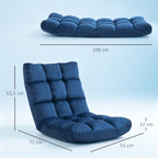 Sessel G?stematratze Bodensessel, verstellbare R¨¹ckenlehne, Velouroptik, 55 cm x 71 cm x 53,5 cm, Blau