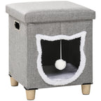 Katzenhöhle, Katzenhaus, inkl. Spielball, waschbares Kissen, 35,5 cm x 35,5 cm x 42,5 cm