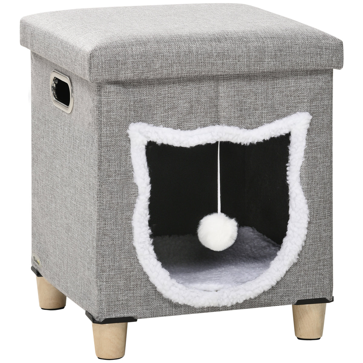 Katzenhöhle, Katzenhaus, inkl. Spielball, waschbares Kissen, 35,5 cm x 35,5 cm x 42,5 cm
