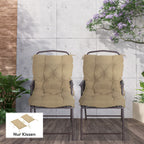 2er-Set Sitzkissen, 98 x 50 cm Stuhlkissen mit Bindebänder, Stoffbezug, 8cm dick Khaki