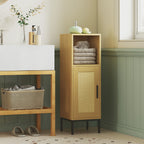 Badezimmerschrank, schmaler Badschrank freistehend mit verstellbarem Einlegeboden, Natur