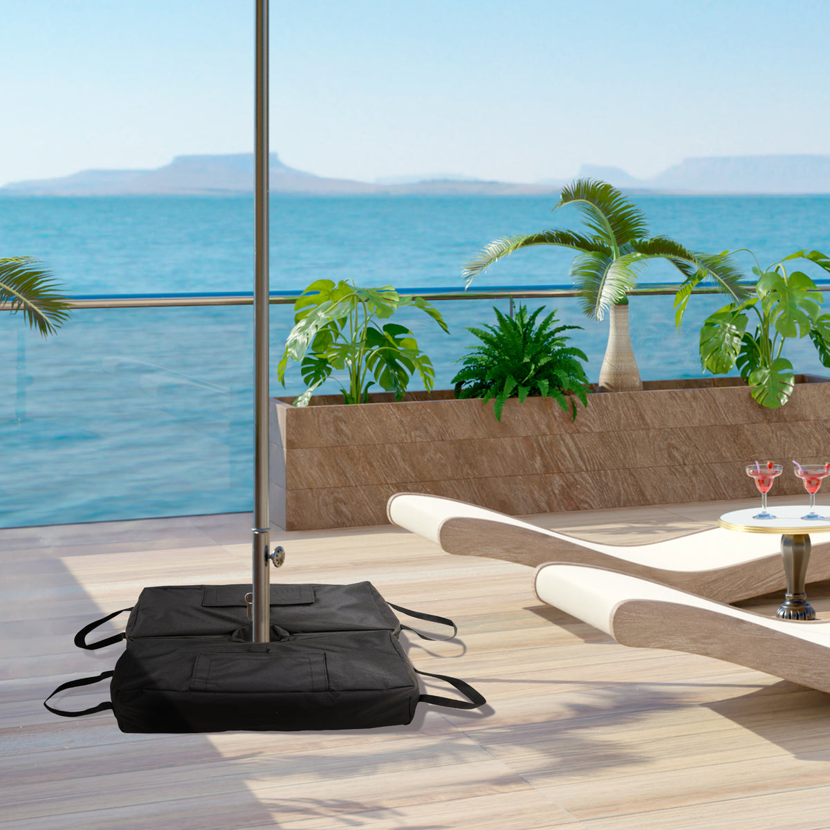 Sonnenschirmst?nder, faltbar, tragbar, bef¨¹llbar mit bis zu 50 kg Sand, Schwarz