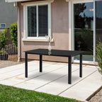 Outdoor Dining Table for 6, Aluminium Rectangular Garden Table with Tempered Glass Tabletop for Yard, Patio, Black