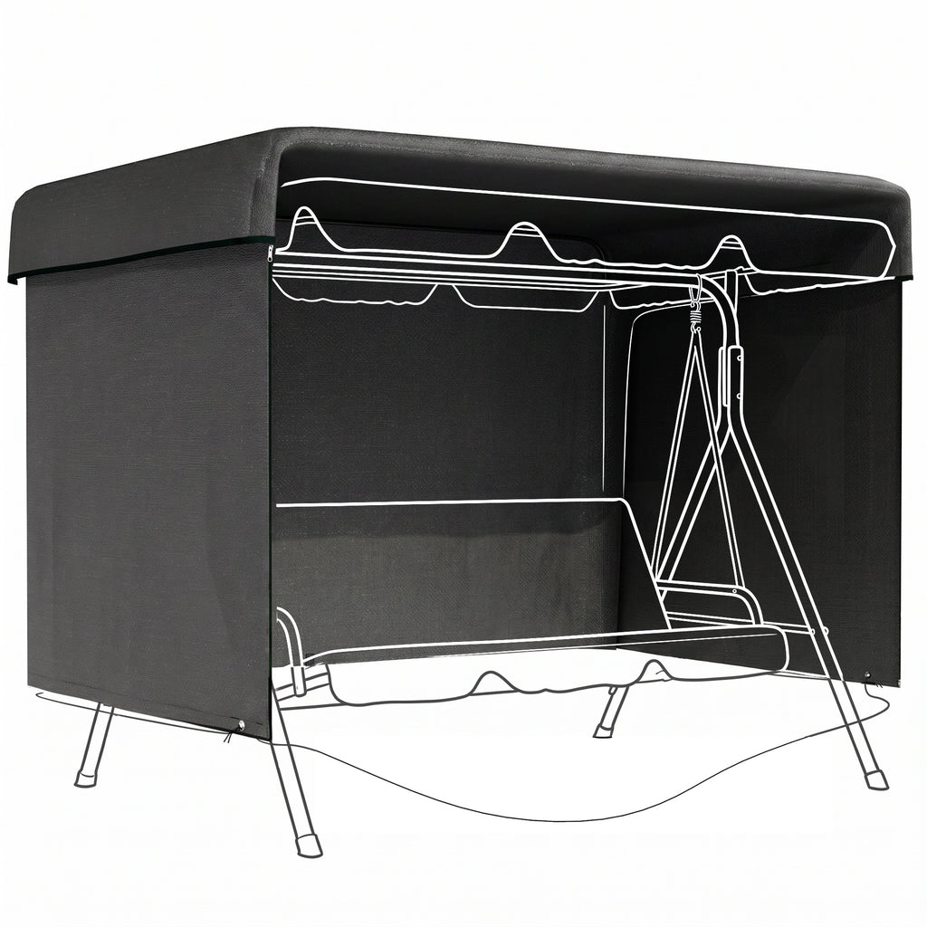 Gartenmöbelabdeckung Abdeckung Schutzhülle für Outdoor-Möbel, 215 cm x 155 cm x 150 cm, Schwarz