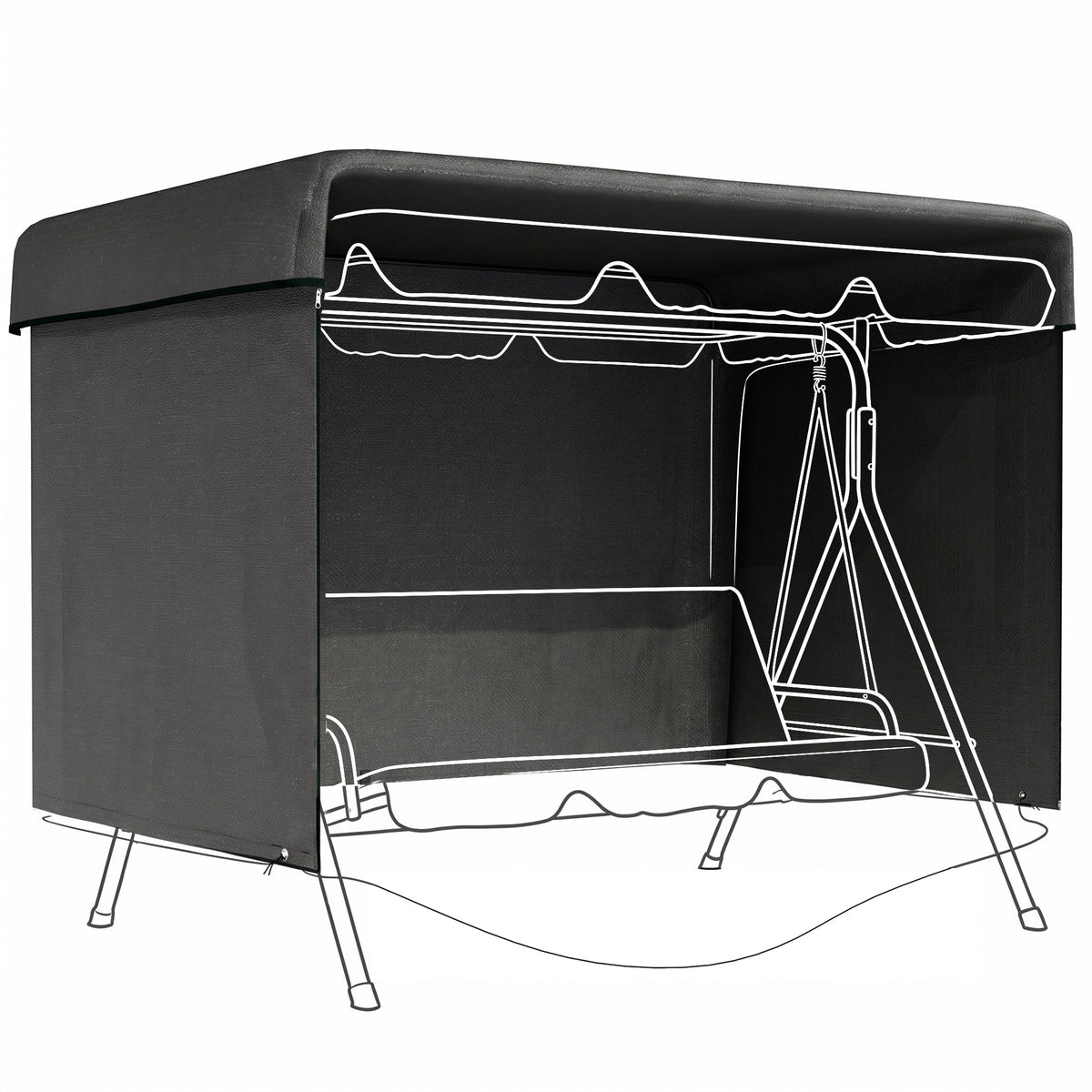 Gartenmöbelabdeckung Abdeckung Schutzhülle für Outdoor-Möbel, 215 cm x 155 cm x 150 cm, Schwarz