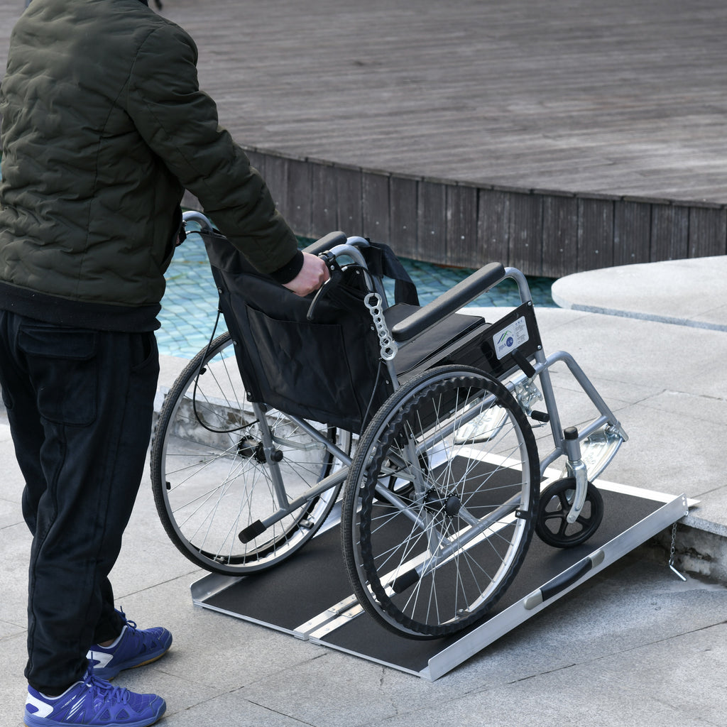 3FT Aluminium Double Folded Wheelchair Ramp Scooter Mobility W/ Carry Handle Lightweight