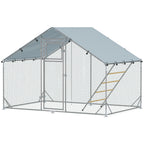 Walk-in Chicken Run w/ Cover, Feeding Door, Hanging Feeder, Perch, for 6-8 Poultry