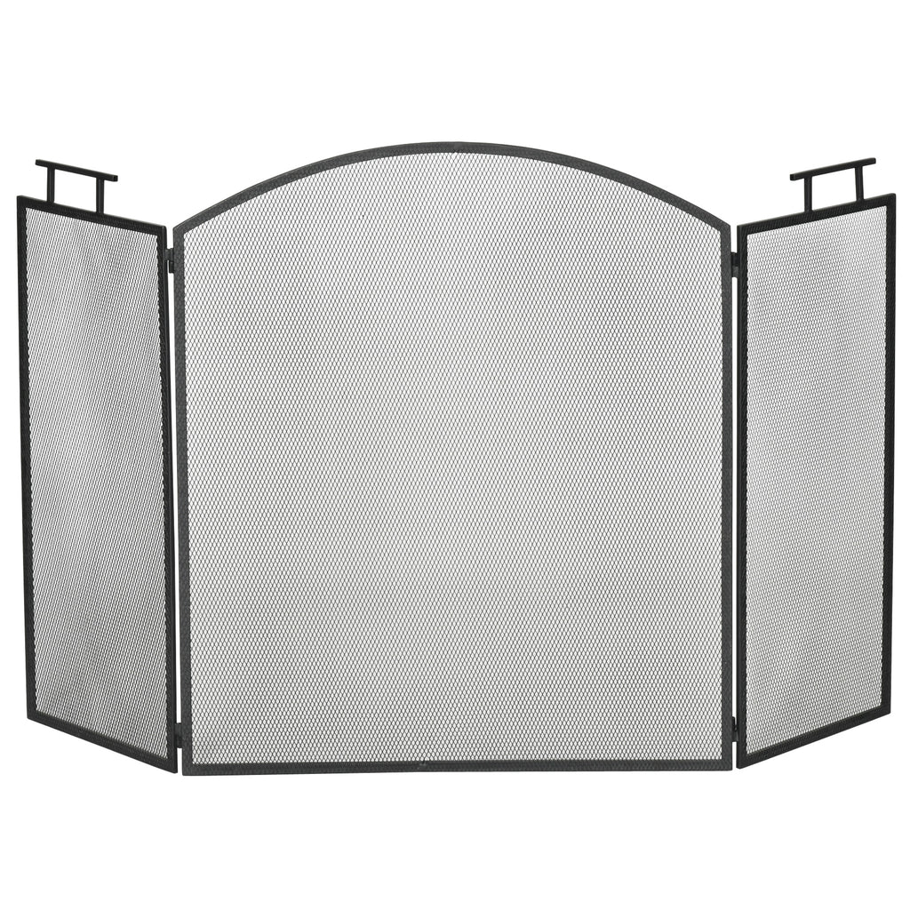 Funkenschutzgitter Faltbare Kaminschutzgitter Kamin Funkenschutz Feuerschirm Kaminfunkenschutz Ofenschutzgitter Metall 110 x 24 x 76,5 cm Schwarz