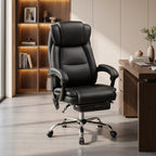 Bürostuhl Ergonomisch mit Massagefunktion Schreibtischstuhl mit Fußstütze, Kunstleder Schwarz
