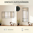 Decorative Grid Wall Mirror, with Back Hooks - Black