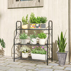 3-Tier Metal Plant Stand, Heavy Duty Ladder Shelf Potted Plants Display Rack, Indoor Outdoor Flower Pot Holder