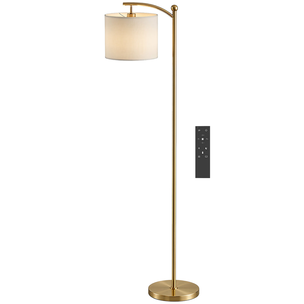 LED Stehlampe Stufenlos Dimmbar mit Fußschalter Timer Gold