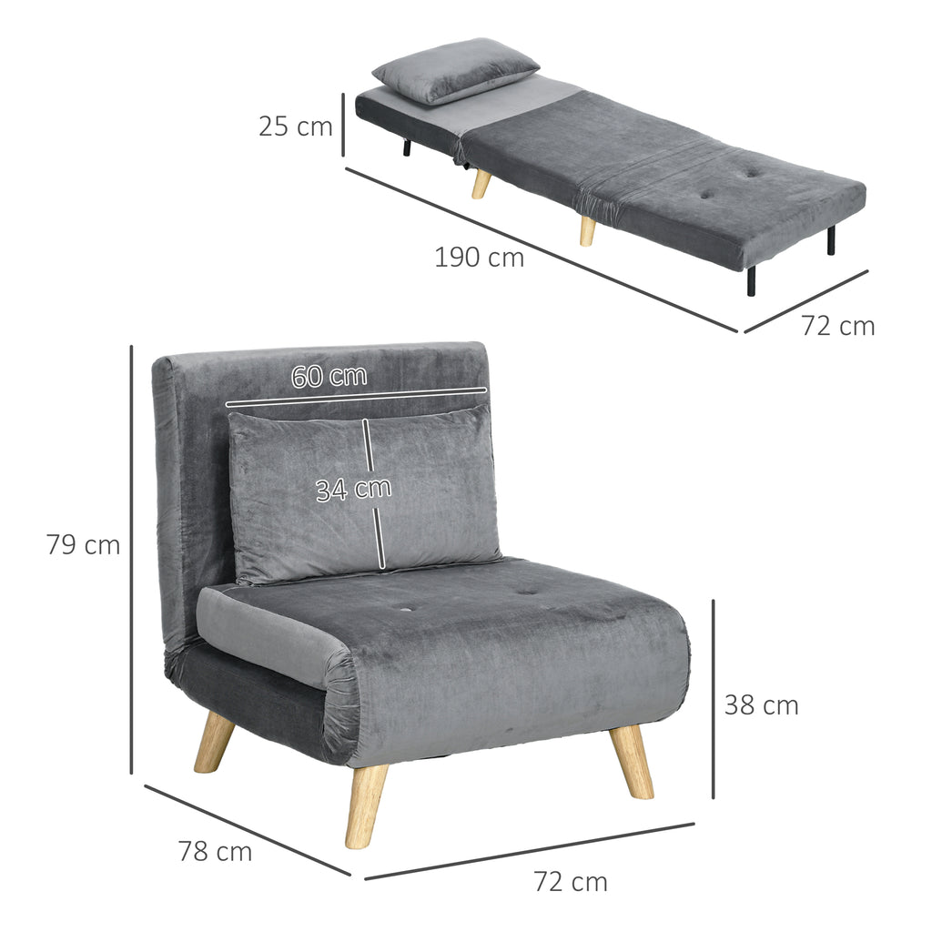 2-in-1 Sessel, Relaxsessel, G?stebett, 72 cm x 78 cm x 79 cm, Grau