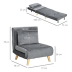 2-in-1 Sessel, Relaxsessel, G?stebett, 72 cm x 78 cm x 79 cm, Grau