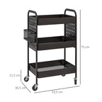 Mehrzweckwagen Rollwagen K¨¹chenwagen, 3 Regale, 4 Rollen, 53,5 cm x 30,5 cm x 75 cm, Schwarz