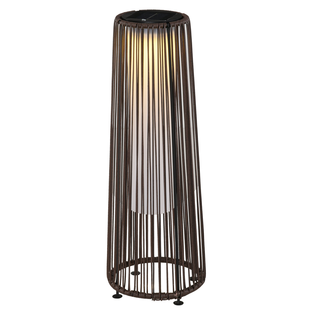 Garden Rattan Lamp, 61 cm Tall Solar Rattan Floor Lamp, Solar Garden Light with Auto On/Off LED Light, IP44 Waterproof for Outdoor, Porch, Pathway, Terrace, Brown