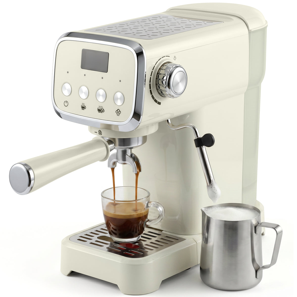 Siebträgermaschine 20 Bar Espressomaschine mit Milchaufschäumer und 1,2L abnehmbaren Wassertank für Espresso