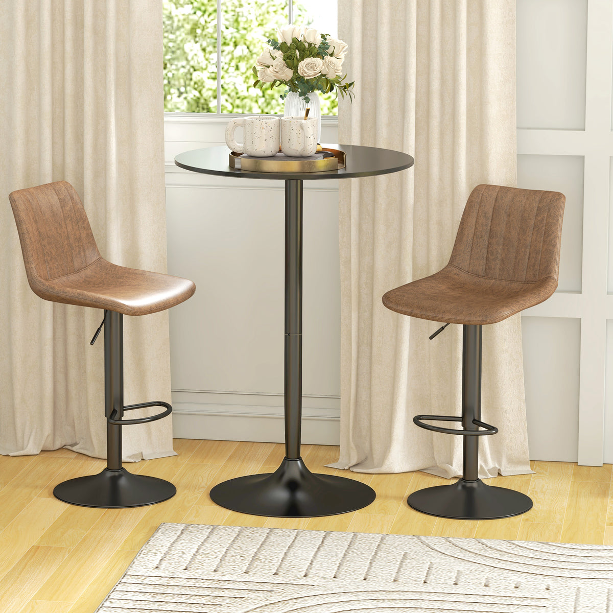 Bartisch Stehtisch, Tisch für 2 Personen, 70 x 70 x 102 cm, Schwarz