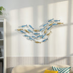 Wandkunst aus Metall, Fischdesign, rostbest?ndig, moderner Stil, elegant, Hellblau