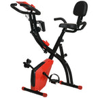 2-in-1 Folding Exercise Bike with 8-Level Magnetic Resistance, Arm Resistance Band, Pulse Sensor, Red