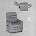 Relaxsessel, Fernsehsessel mit Liegefunktion, Lendenheizung, 2 Fernbedienungen, USB-Anschluss, Leisem Motor, Grau