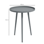 Round Garden Coffee Table, Outdoor Side Table with Rounded Steel Edge, Ø40 x 50H cm, Grey