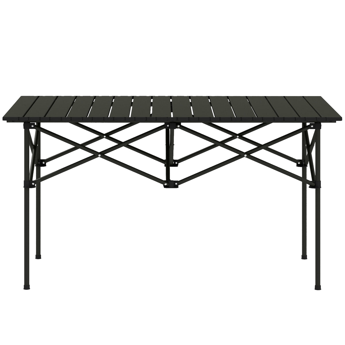 Two-Seater Portable Aluminium Table, with Roll-Up Tabletop and Bag - Black