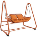 Hollywoodschaukel, Gartenschaukel mit Kissen, Gestell, für Garten, Balkon, 174 x 120 x 162 cm, Metall, Terrakotta