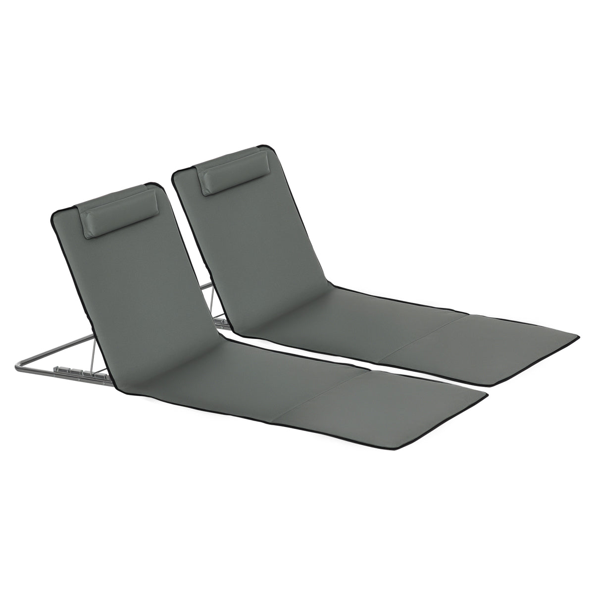 2er-Set Strandmatte, verstellbar, faltbar, 124L x 53B x 37-50H cm, Grau