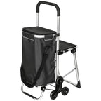 3-in-1 Einkaufstrolley Klappbar mit Sitz 40L Kapazität Duneklgrau