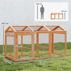 Hühnerstall Freilaufgehege mit Sitzstange Doppeltüren, aus Holz und Metall, für 4 Hühner, 156 x 70,5 x 84 cm Orange