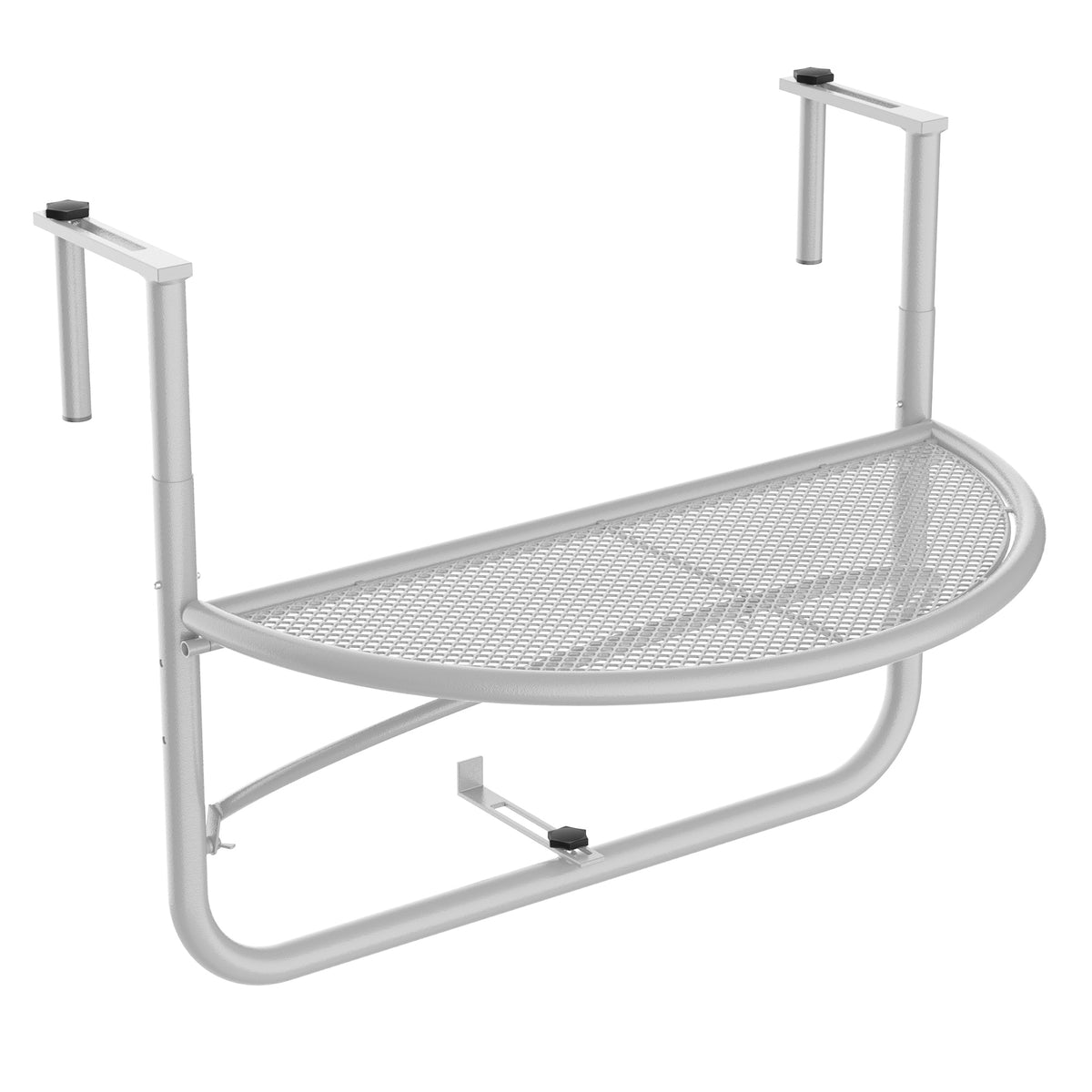  Balkonhängetisch Hängetisch Gartentisch höhenverstellbar halbrund Ø30 cm Terrasse Metall Weiß L60 x B47 x H50 cm