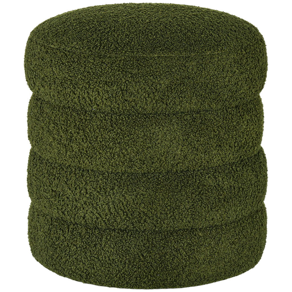 Hocker, rund, Teddyfleece, bis 120kg, ¦µ40x45H cm, Gr¨¹n