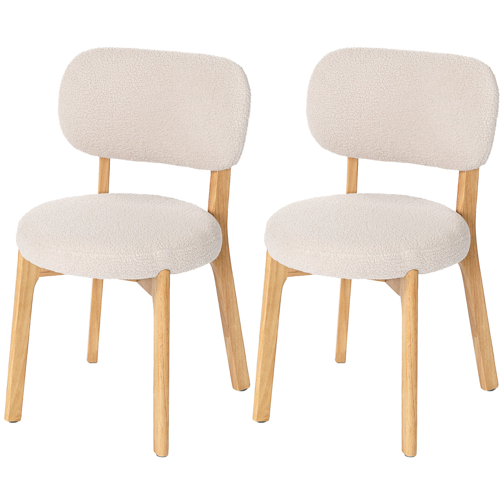 Esszimmerstühle 2er-Set, Küchenstuhl mit breitem Sitz, geschwungener Rückenlehne, für Wohnzimmer, Esszimmer, Creme