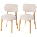 Esszimmerstühle 2er-Set, Küchenstuhl mit breitem Sitz, geschwungener Rückenlehne, für Wohnzimmer, Esszimmer, Creme