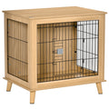 Transportbox aus Holz, Hundebox 81 cm x 58,5 cm x 76 cm Eiche Stahl Braun + Schwarz