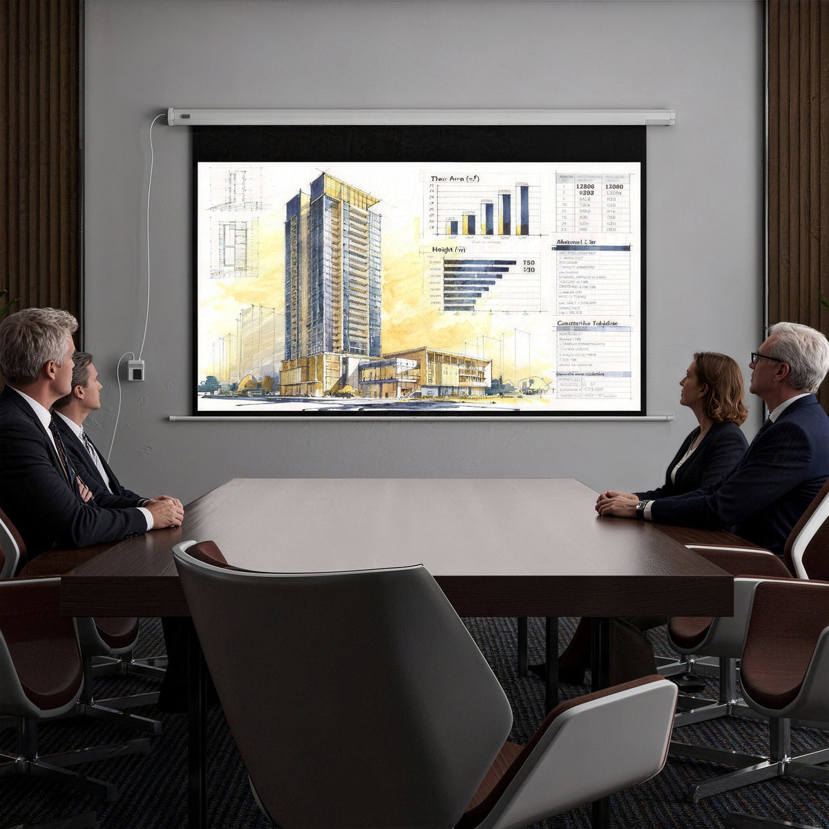 Beamer-Leinwand, Projektionsleinwand, 16:9, 100 Zoll, Fernbedienung, Motor