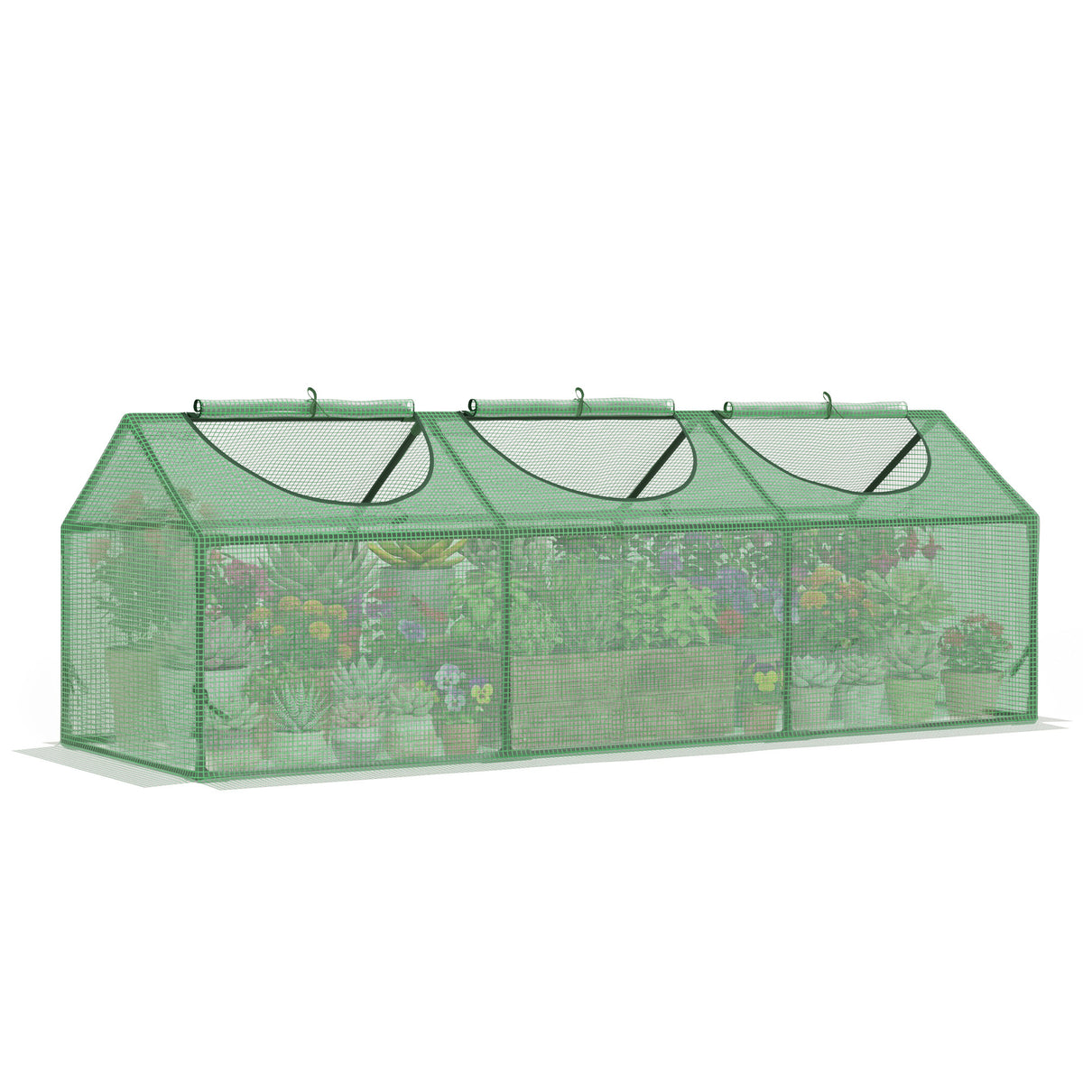 Mini Greenhouse Portable Flower Planter Vegetable Grow House for Garden with Zipped Windows, 180 x 60 x 60 cm, Green