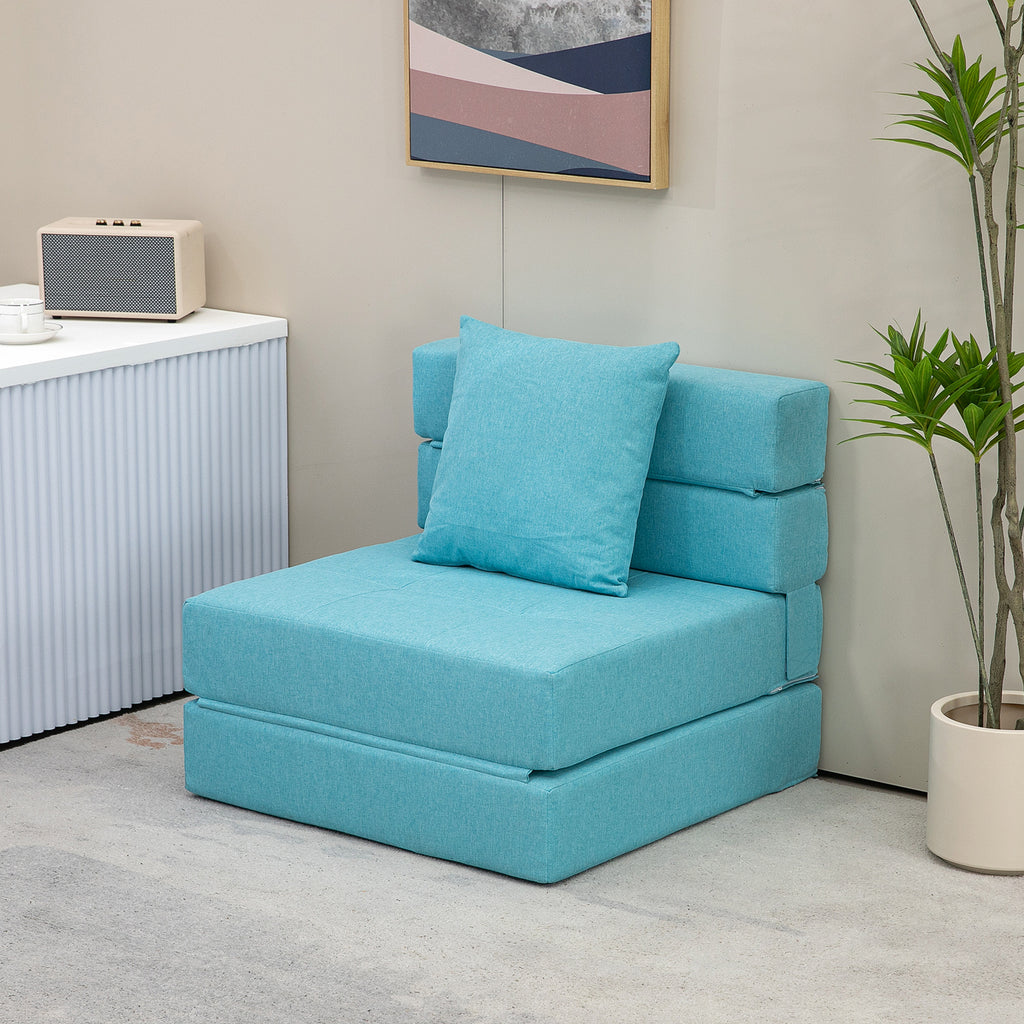 Schlafsessel Relaxsessel G?stebett. abnehmbarer Bezug, 70 cm x 70 cm x 61 cm, Hellblau